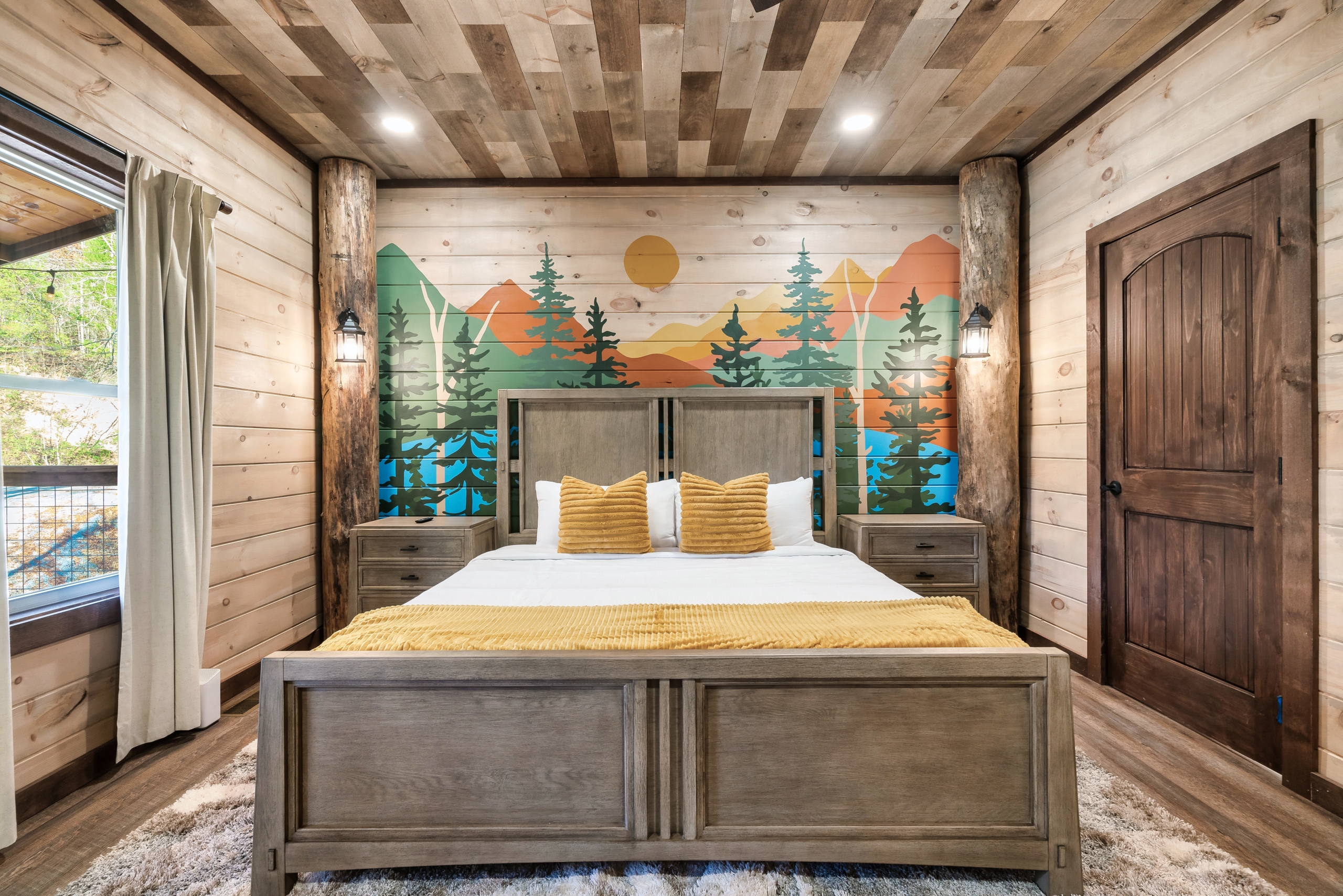 fall cabin decorating ideas for a cabin, bedroom with fall decor